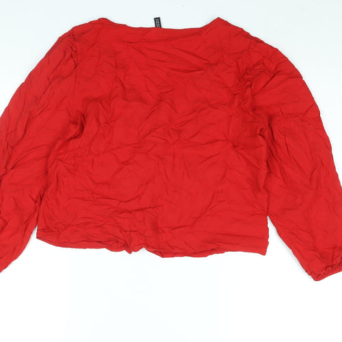 Divided by H&M Womens Red Viscose Basic Blouse Size 12 V-Neck