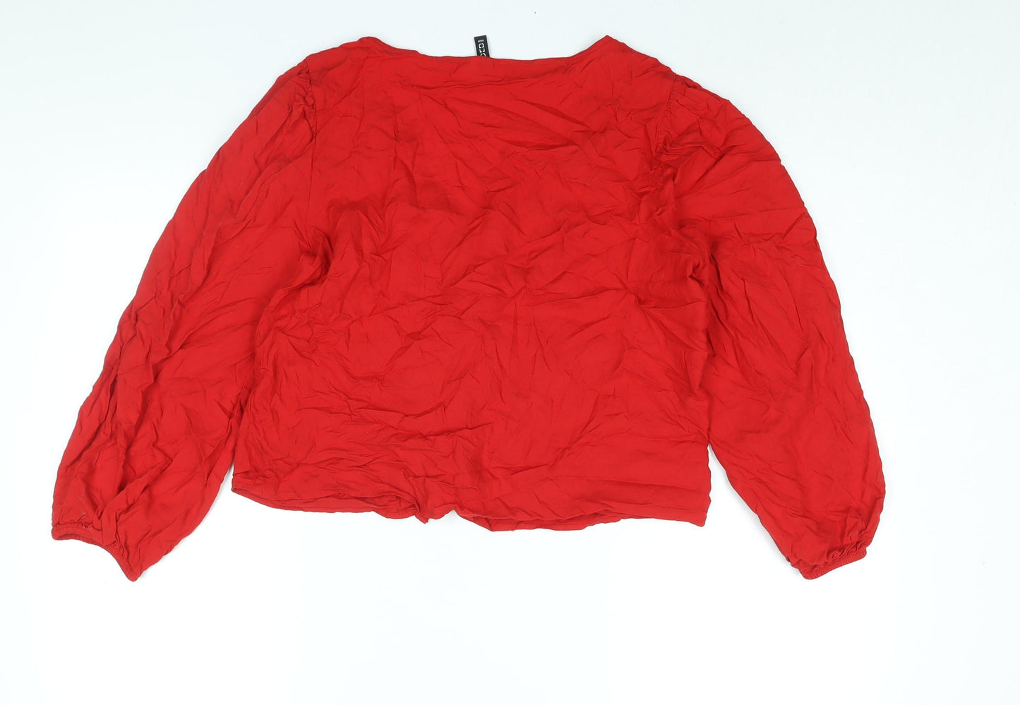 Divided by H&M Womens Red Viscose Basic Blouse Size 12 V-Neck