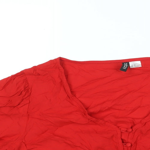 Divided by H&M Womens Red Viscose Basic Blouse Size 12 V-Neck