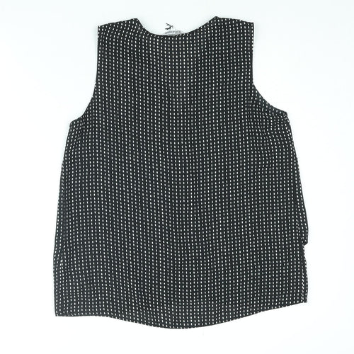 Debenhams Womens Black Polka Dot Polyester Basic Blouse Size 14 V-Neck