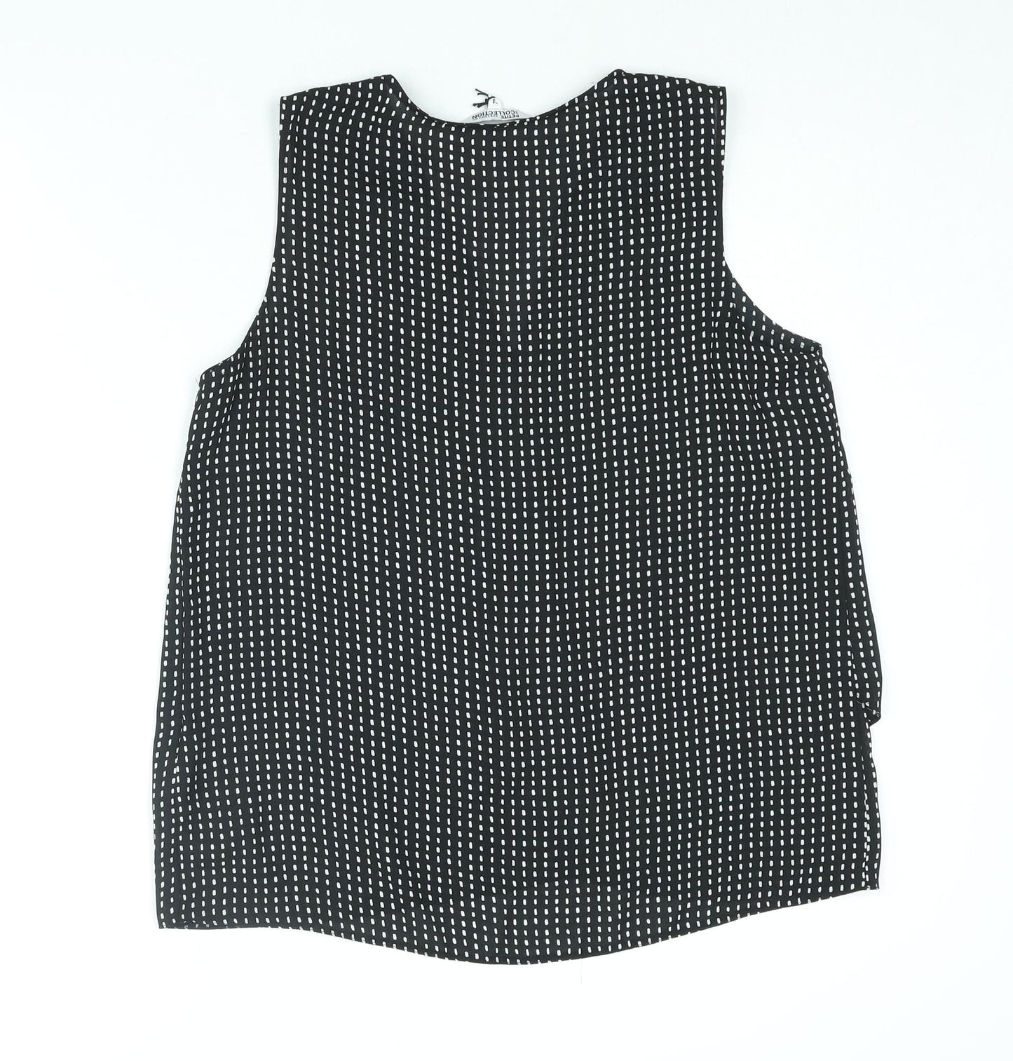 Debenhams Womens Black Polka Dot Polyester Basic Blouse Size 14 V-Neck