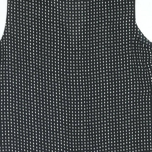 Debenhams Womens Black Polka Dot Polyester Basic Blouse Size 14 V-Neck