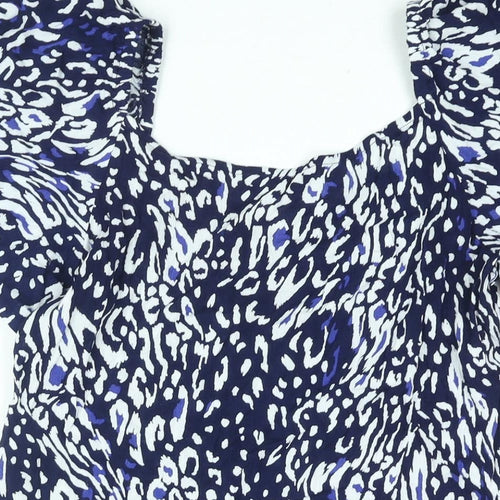 Dorothy Perkins Womens Blue Geometric Viscose Basic Blouse Size 10 Sweetheart