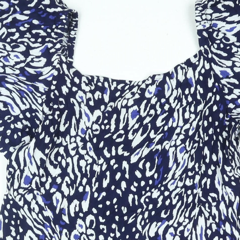 Dorothy Perkins Womens Blue Geometric Viscose Basic Blouse Size 10 Sweetheart