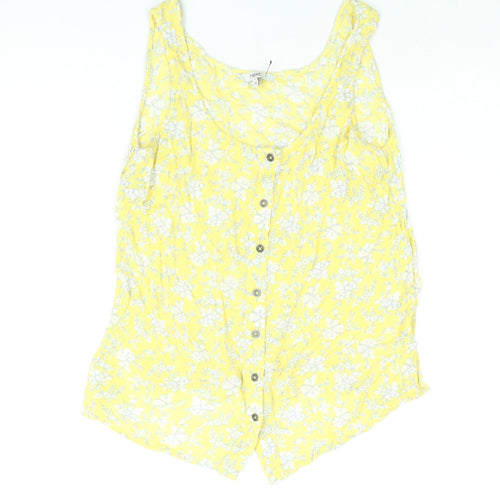 NEXT Womens Yellow Floral Viscose Camisole Blouse Size 12 Scoop Neck