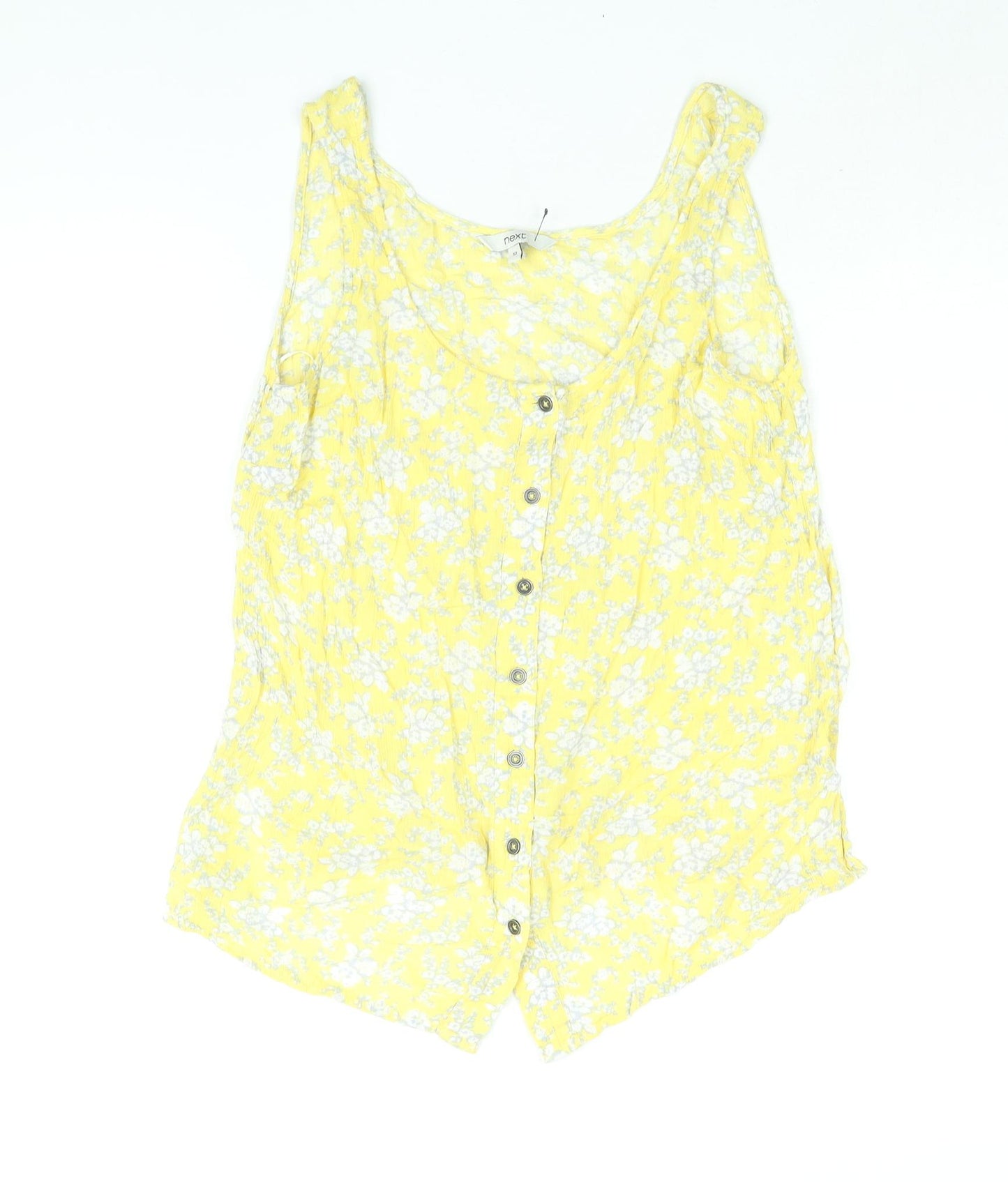 NEXT Womens Yellow Floral Viscose Camisole Blouse Size 12 Scoop Neck