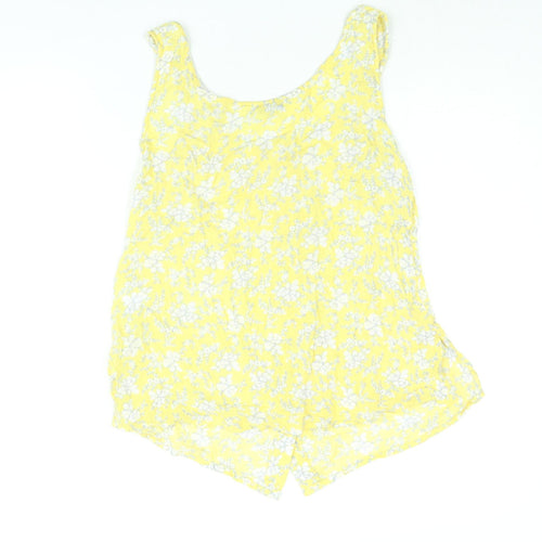 NEXT Womens Yellow Floral Viscose Camisole Blouse Size 12 Scoop Neck