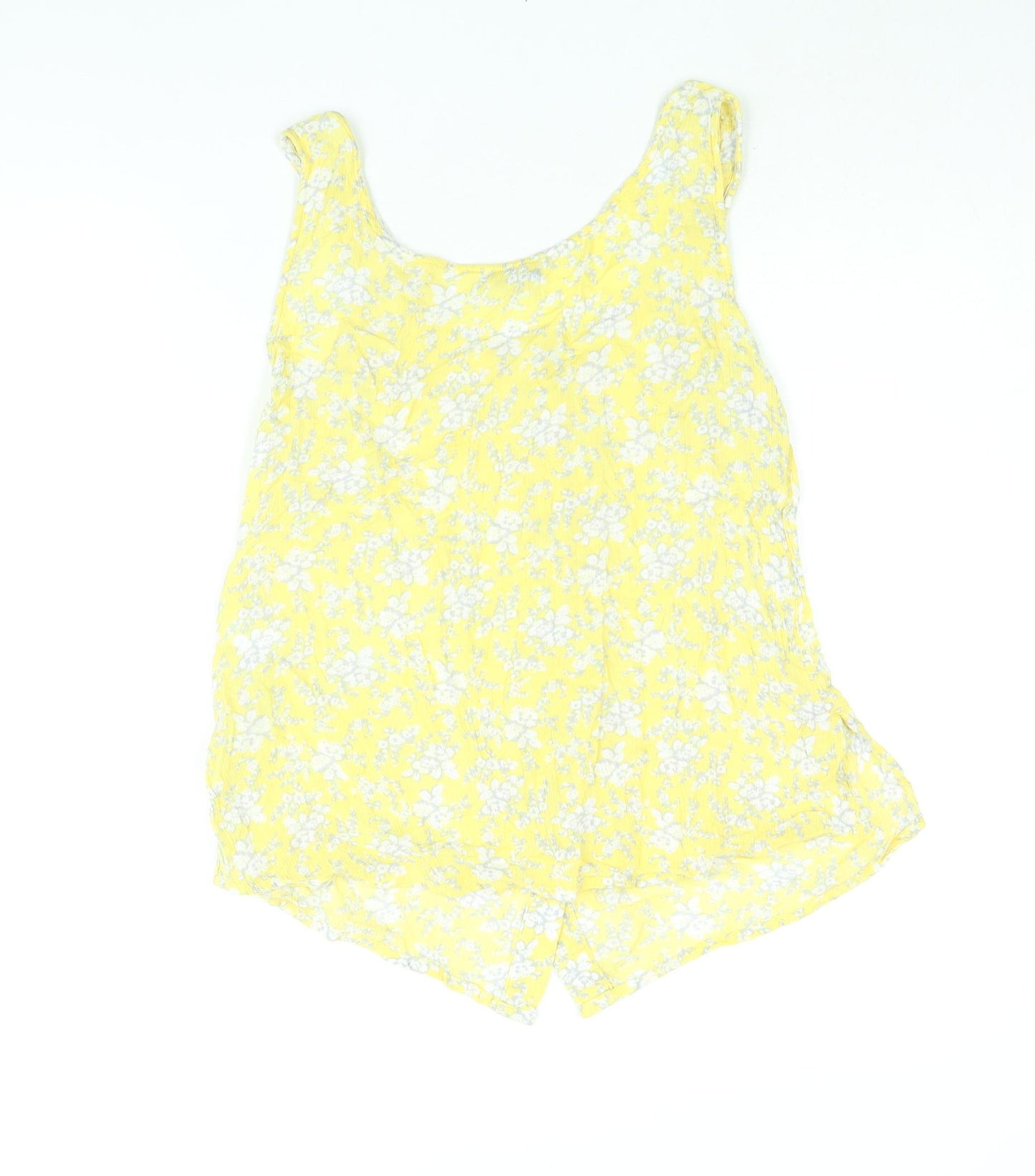 NEXT Womens Yellow Floral Viscose Camisole Blouse Size 12 Scoop Neck