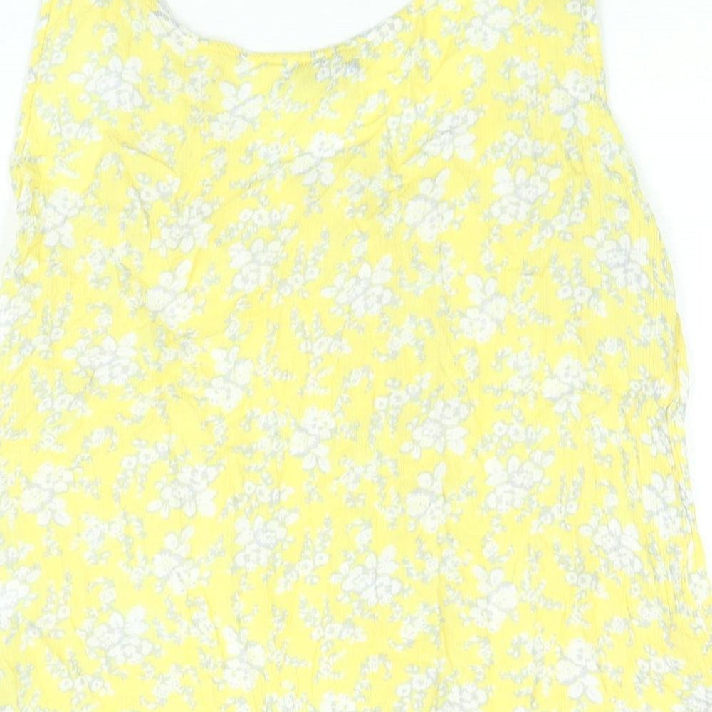 NEXT Womens Yellow Floral Viscose Camisole Blouse Size 12 Scoop Neck