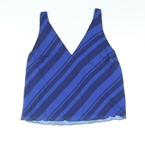 Hush Womens Blue Striped Polyester Camisole Blouse Size 10 V-Neck