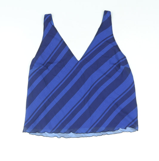 Hush Womens Blue Striped Polyester Camisole Blouse Size 10 V-Neck