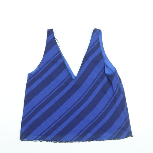 Hush Womens Blue Striped Polyester Camisole Blouse Size 10 V-Neck