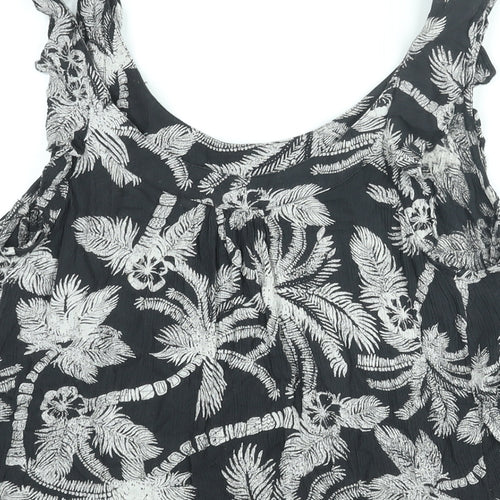 Fat Face Womens Grey Geometric Viscose Camisole Blouse Size 12 Scoop Neck - Plant Print