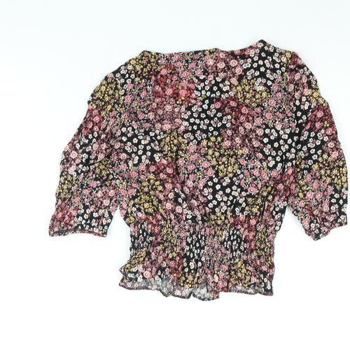 Miss Selfridge Womens Multicoloured Floral Viscose Basic Blouse Size 10 Scoop Neck - Frill