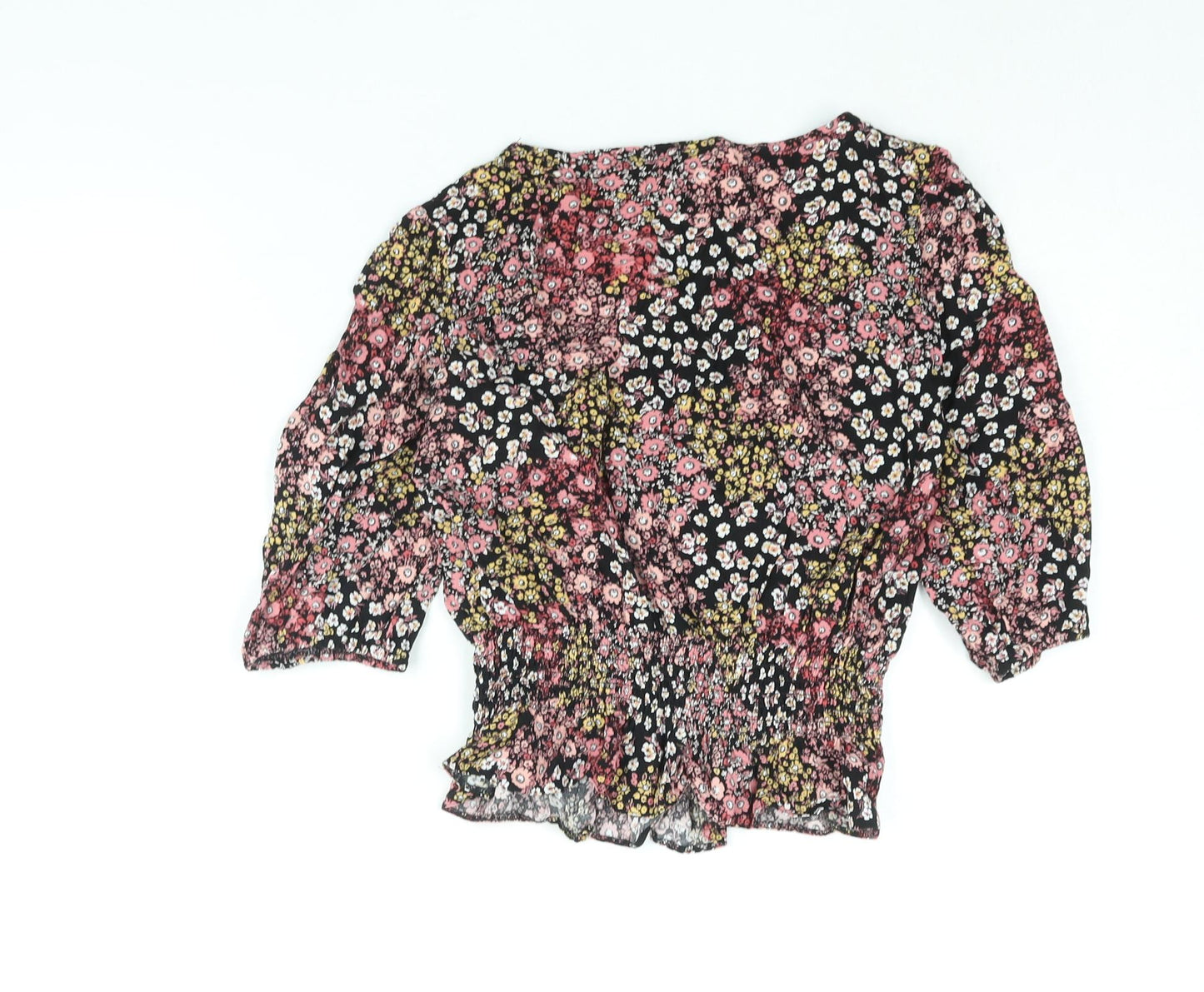 Miss Selfridge Womens Multicoloured Floral Viscose Basic Blouse Size 10 Scoop Neck - Frill