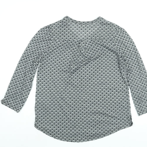 H&M Womens Grey Geometric Polyester Basic Blouse Size S V-Neck