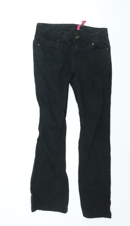 YES YES Womens Black Cotton Bootcut Jeans Size 10 L30 in Regular Zip