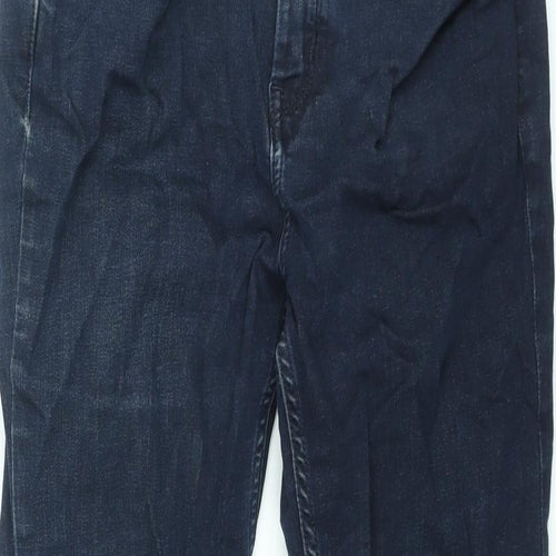 Marks and Spencer Womens Blue Cotton Straight Jeans Size 12 L27 in Regular Zip