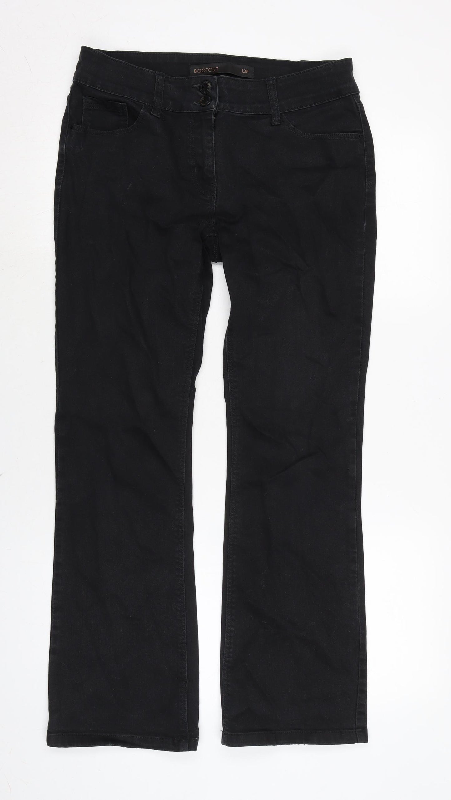 NEXT Womens Black Cotton Blend Skinny Jeans Size 12 L29 in Regular Zip