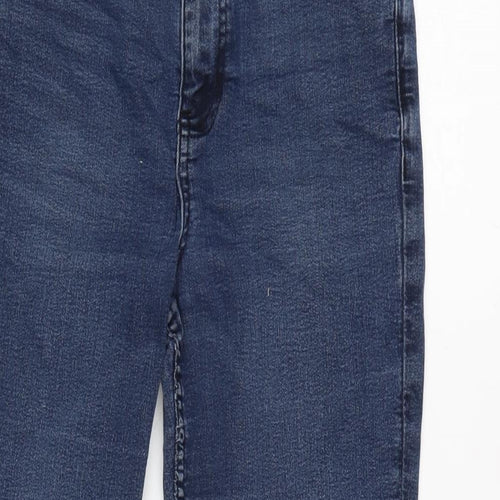 Marks and Spencer Womens Blue Cotton Blend Tapered Jeans Size 10 L26 in Regular Zip