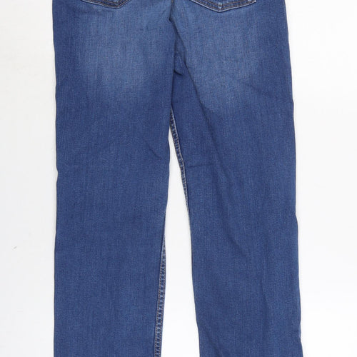 Marks and Spencer Womens Blue Cotton Blend Straight Jeans Size 10 L27.5 in Regular Zip