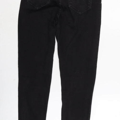 Glassons Womens Black Cotton Blend Tapered Jeans Size 10 L28 in Regular Zip