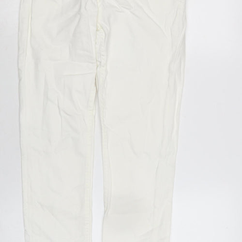 Topshop Womens Ivory Cotton Blend Straight Jeans Size 10 L27 in Regular Zip