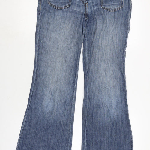 NEXT Womens Blue Cotton Blend Flared Jeans Size 10 L31 in Regular Zip