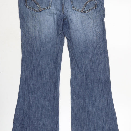 NEXT Womens Blue Cotton Blend Flared Jeans Size 10 L31 in Regular Zip