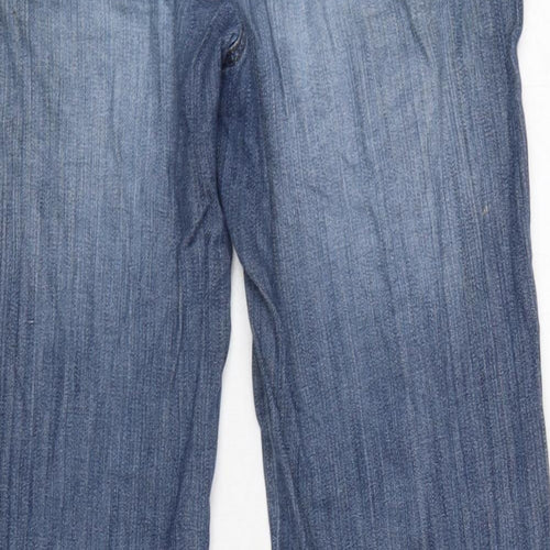 NEXT Womens Blue Cotton Blend Flared Jeans Size 10 L31 in Regular Zip