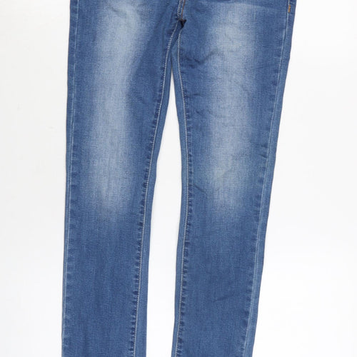 Pumpkin Womens Blue Cotton Blend Straight Jeans Size 12 L26 in Regular Zip