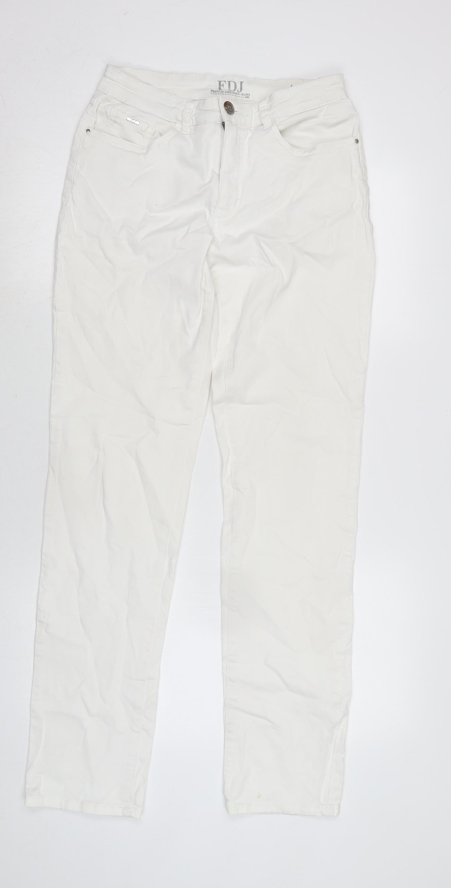 French dressing Jean Womens White Cotton Blend Straight Jeans Size 10 L31 in Regular Zip