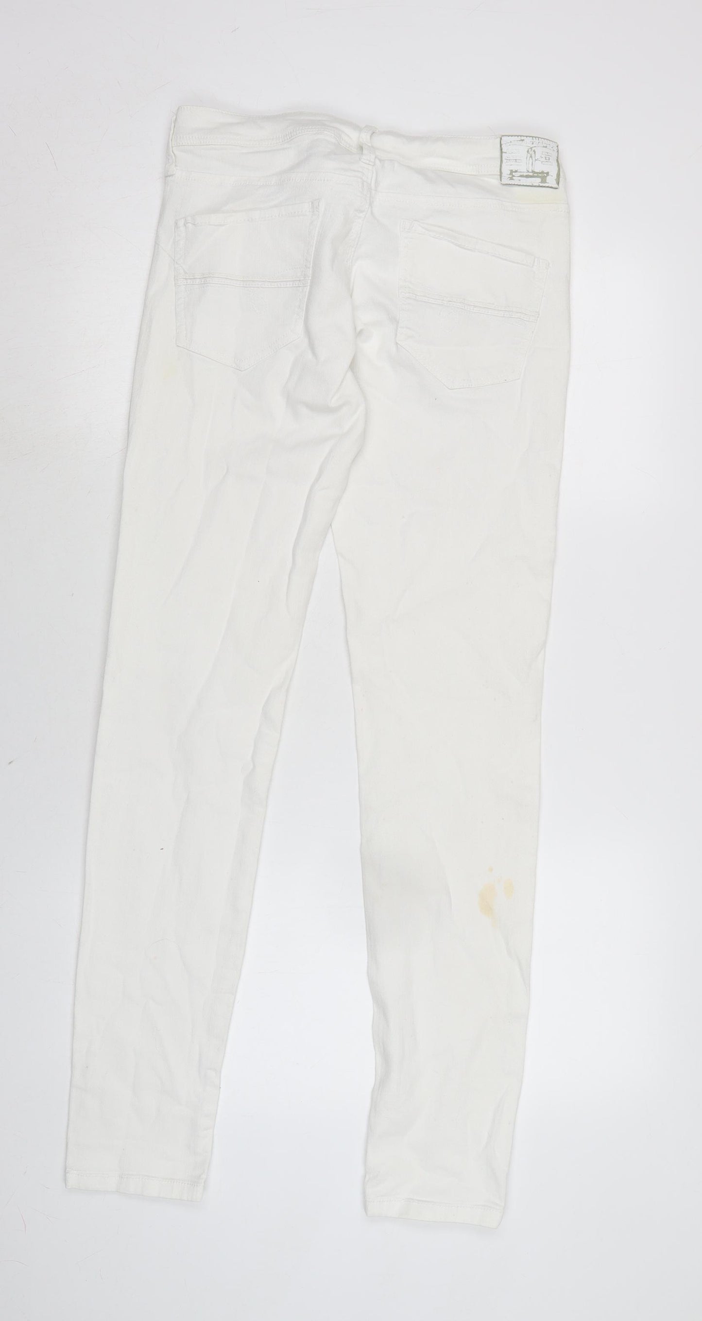 Mango Womens White Cotton Blend Straight Jeans Size 10 L32 in Regular Zip