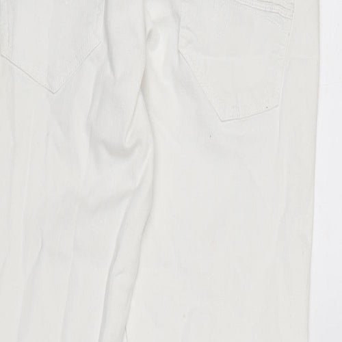 Mango Womens White Cotton Blend Straight Jeans Size 10 L32 in Regular Zip