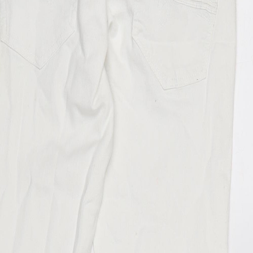 Mango Womens White Cotton Blend Straight Jeans Size 10 L32 in Regular Zip