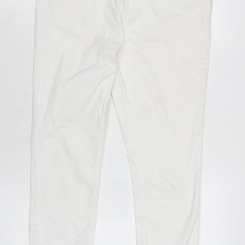 New Look Womens White Cotton Blend Mom Jeans Size 12 L25 in Regular Zip