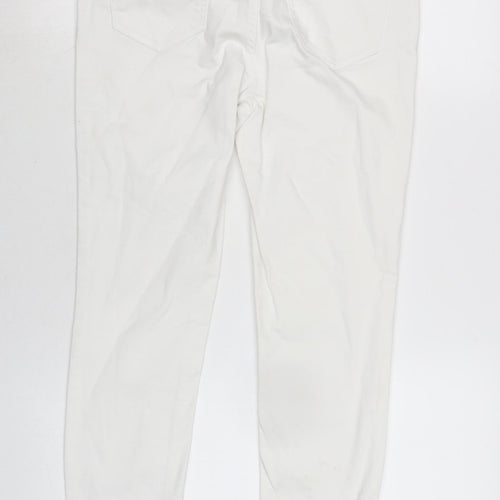 New Look Womens White Cotton Blend Mom Jeans Size 12 L25 in Regular Zip