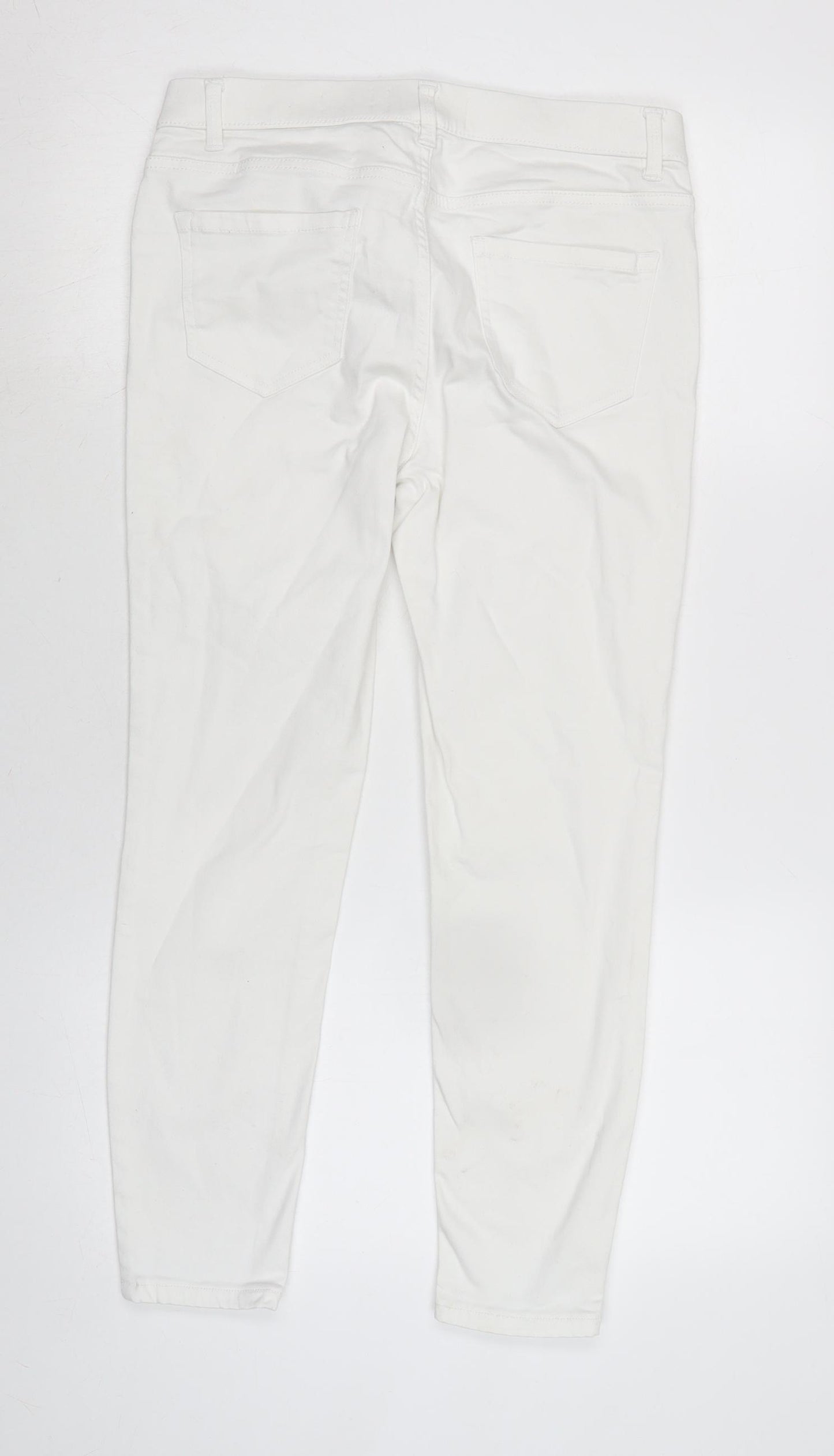 New Look Womens White Cotton Blend Mom Jeans Size 12 L25 in Regular Zip