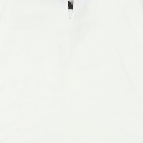 Marks and Spencer Womens White Polyester Basic Blouse Size 18 Round Neck - Tie Neck