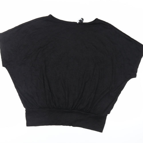 New Look Womens Black Viscose Basic Blouse Size M Round Neck