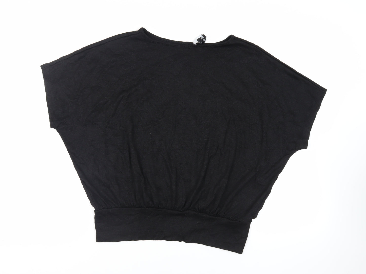 New Look Womens Black Viscose Basic Blouse Size M Round Neck