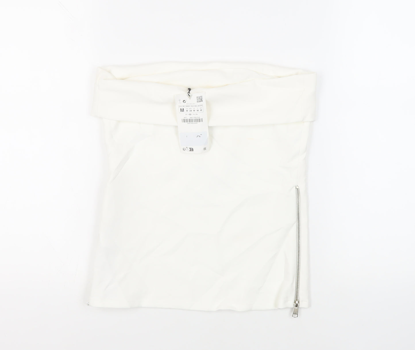 Zara Womens White Polyester Basic Blouse Size M Off the Shoulder