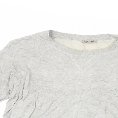 Jigsaw Womens Grey Silk Basic Blouse Size M Crew Neck