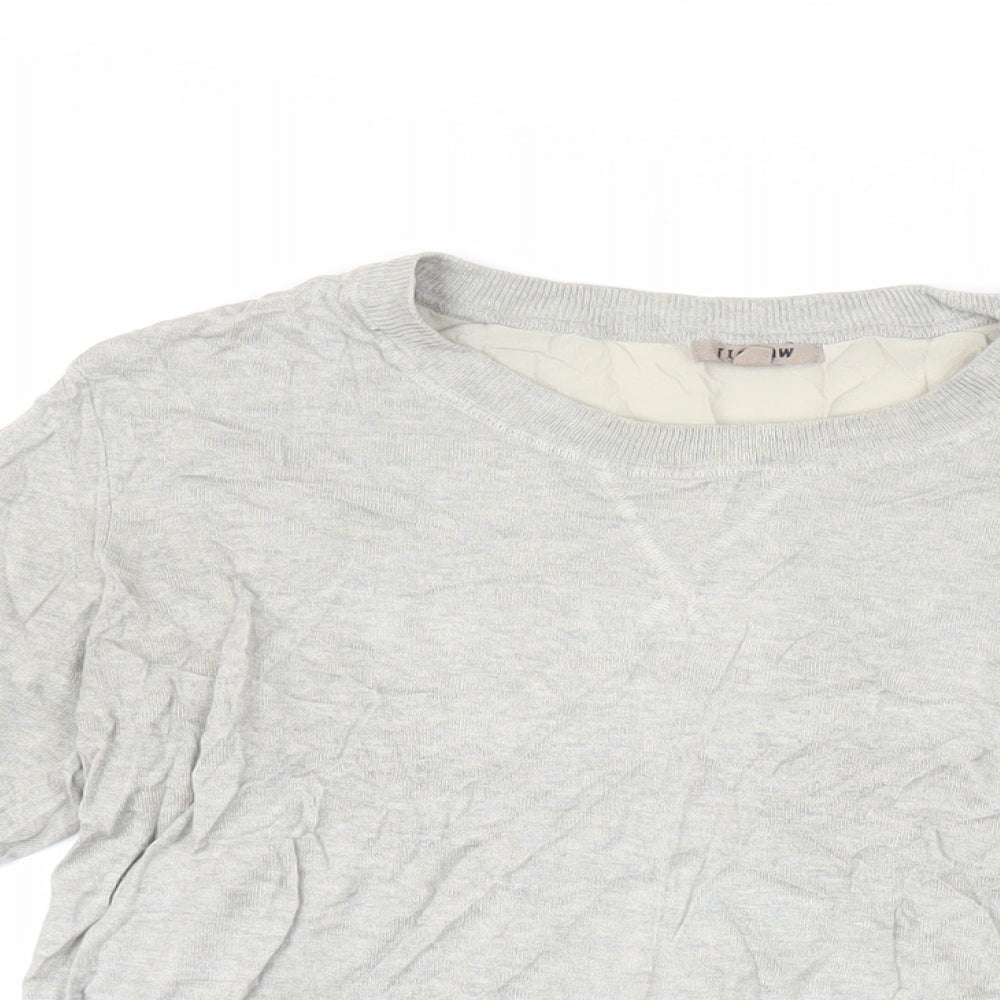 Jigsaw Womens Grey Silk Basic Blouse Size M Crew Neck