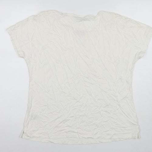 Marks and Spencer Womens White Viscose Basic Blouse Size 14 Round Neck