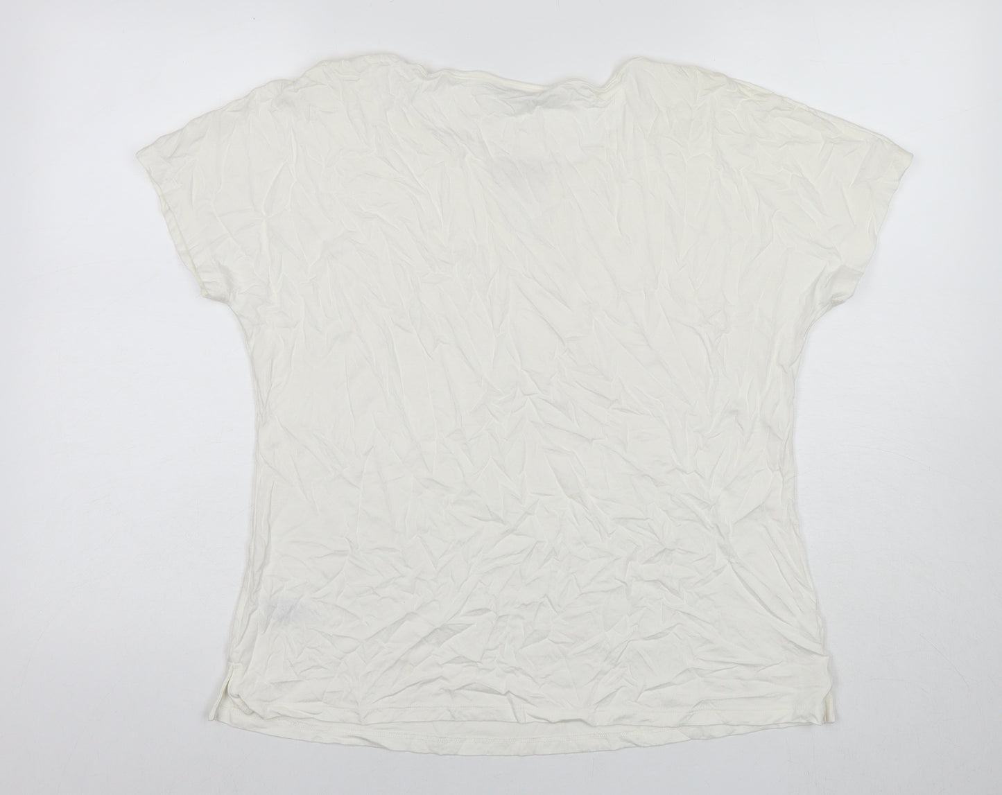 Marks and Spencer Womens White Viscose Basic Blouse Size 14 Round Neck