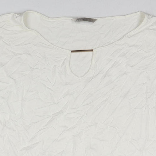 Marks and Spencer Womens White Viscose Basic Blouse Size 14 Round Neck