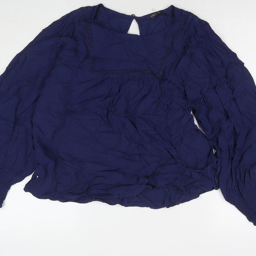 Marks and Spencer Womens Blue Viscose Basic Blouse Size 10 Round Neck