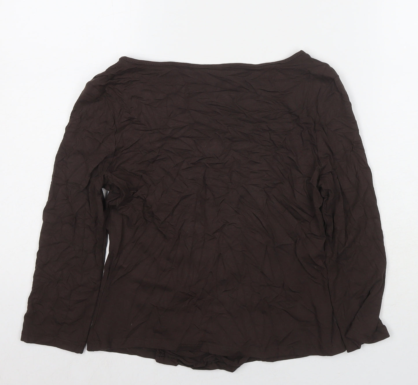 AMARANTO Womens Brown Viscose Basic Blouse Size 12 Square Neck