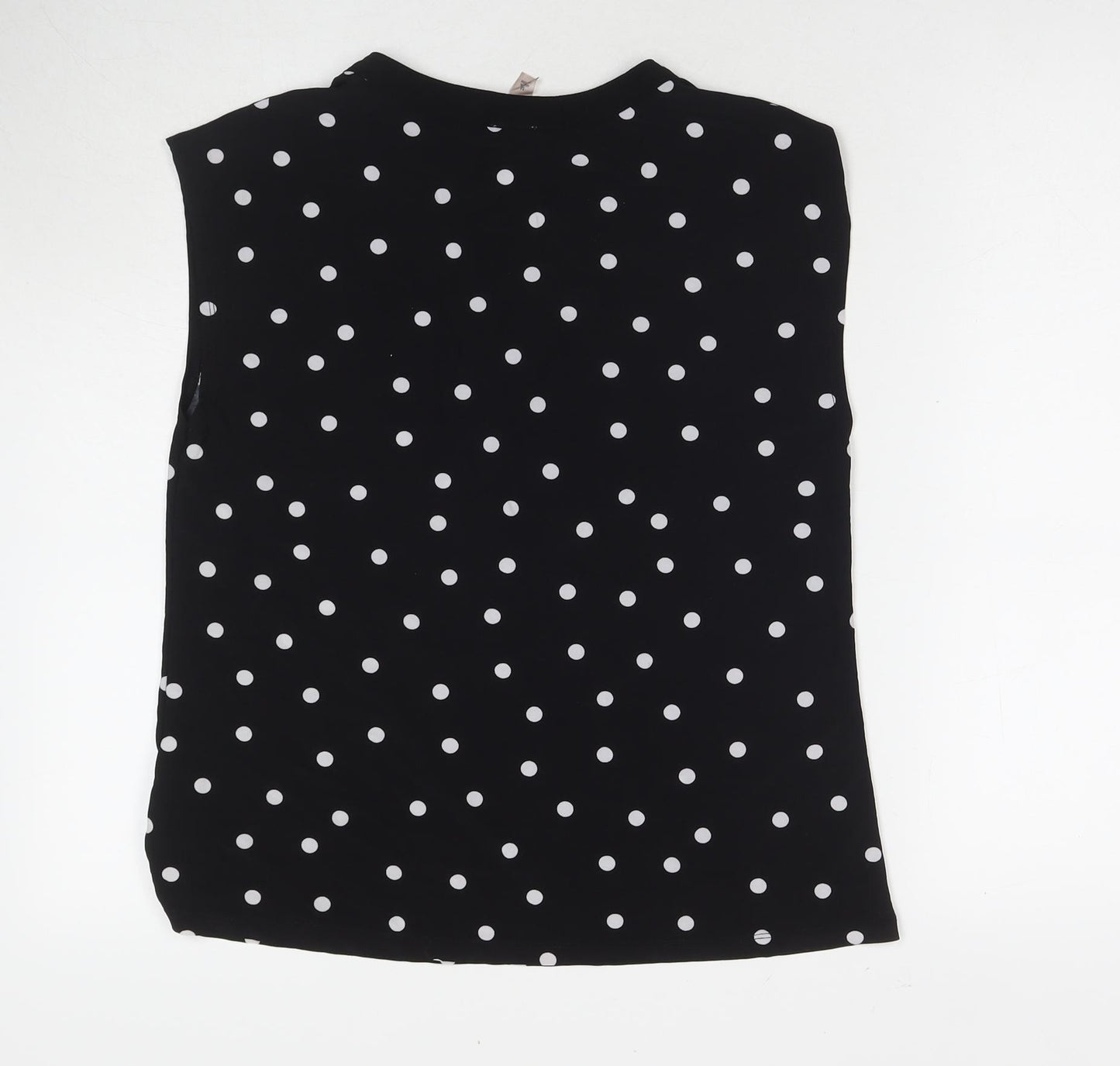 Anne Klein Womens Black Polka Dot Polyester Basic Blouse Size M V-Neck